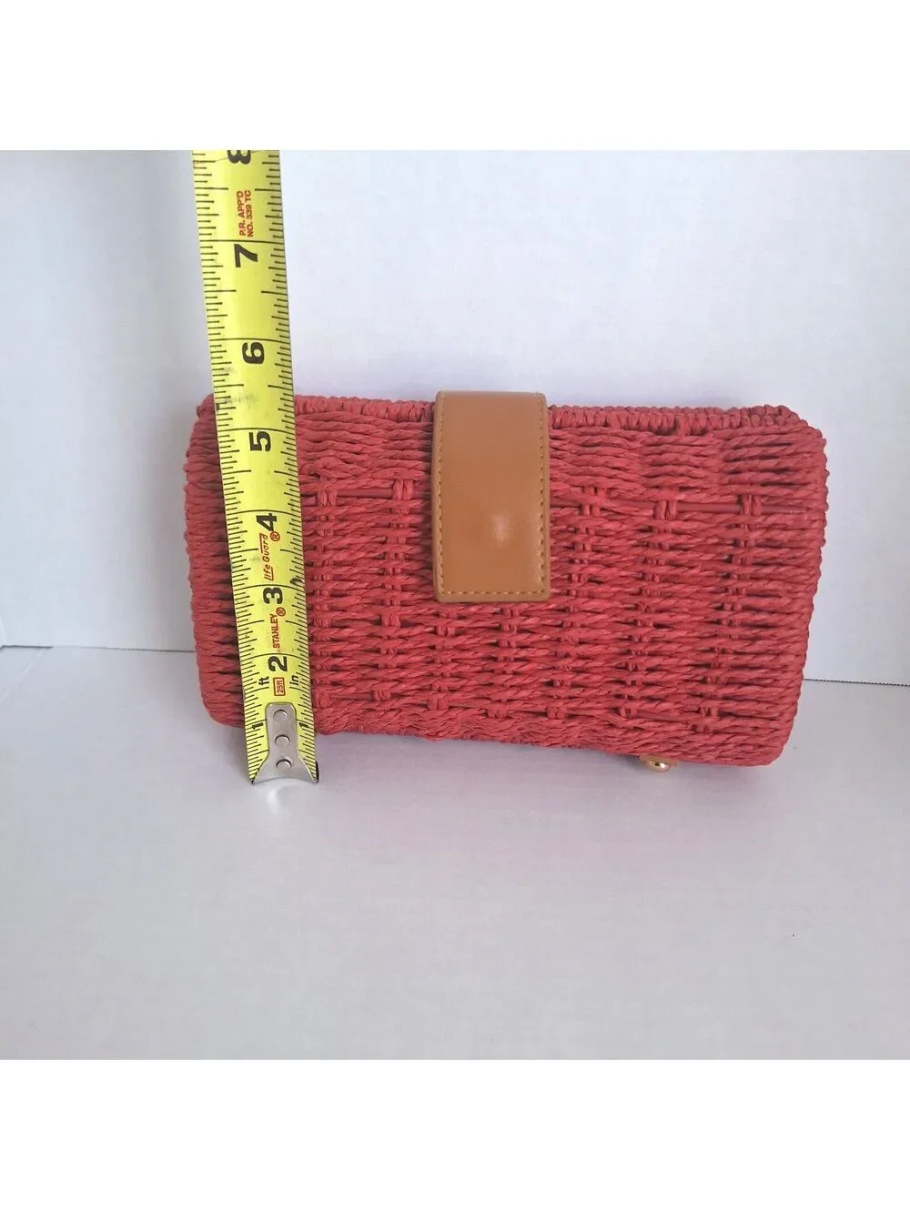 NWOT Shiraleah Red/Wine Wicker Clutch Crossbody Blue Leather Gold Chain [COPY]